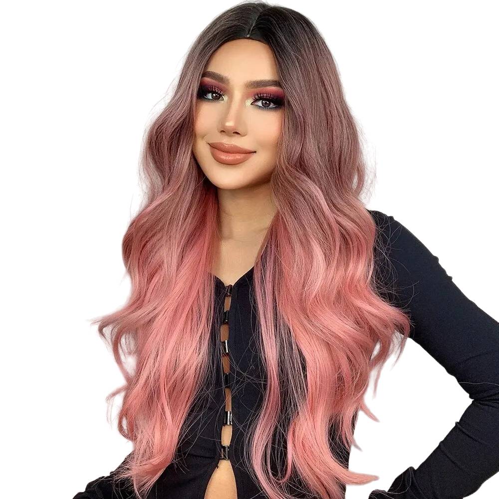 long-wavy-wig-ombre-pink