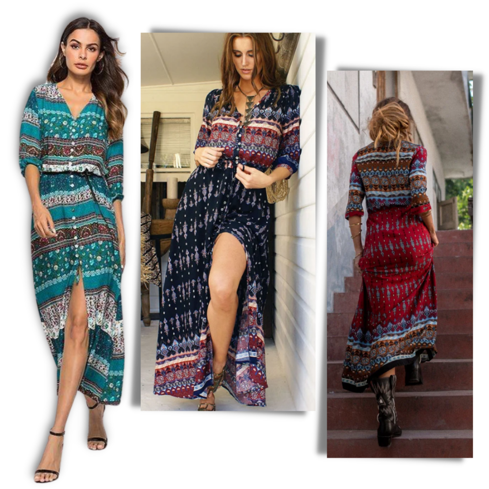 sarvilo - Bohemian V-Neck Maxi Dress