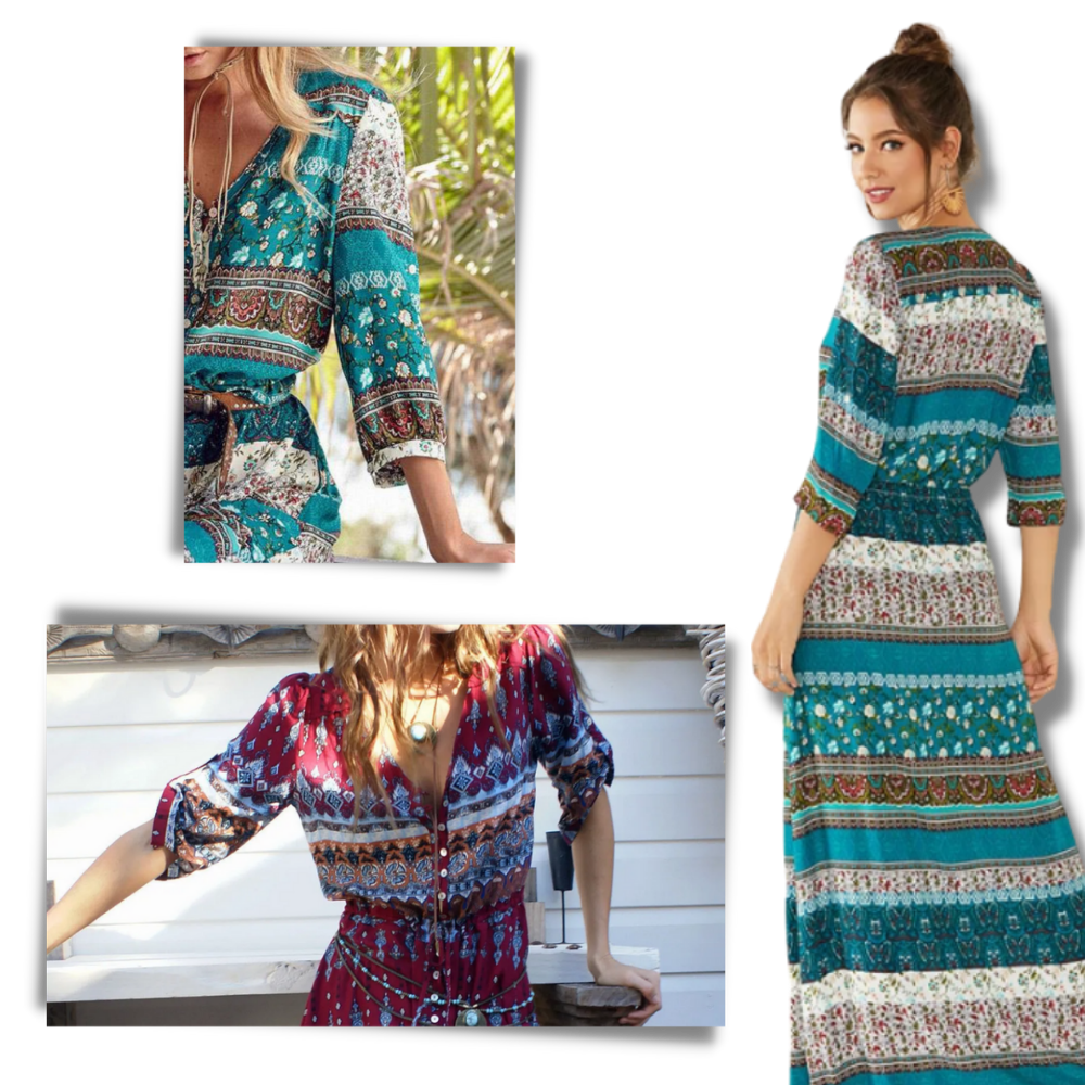 sarvilo - Bohemian V-Neck Maxi Dress