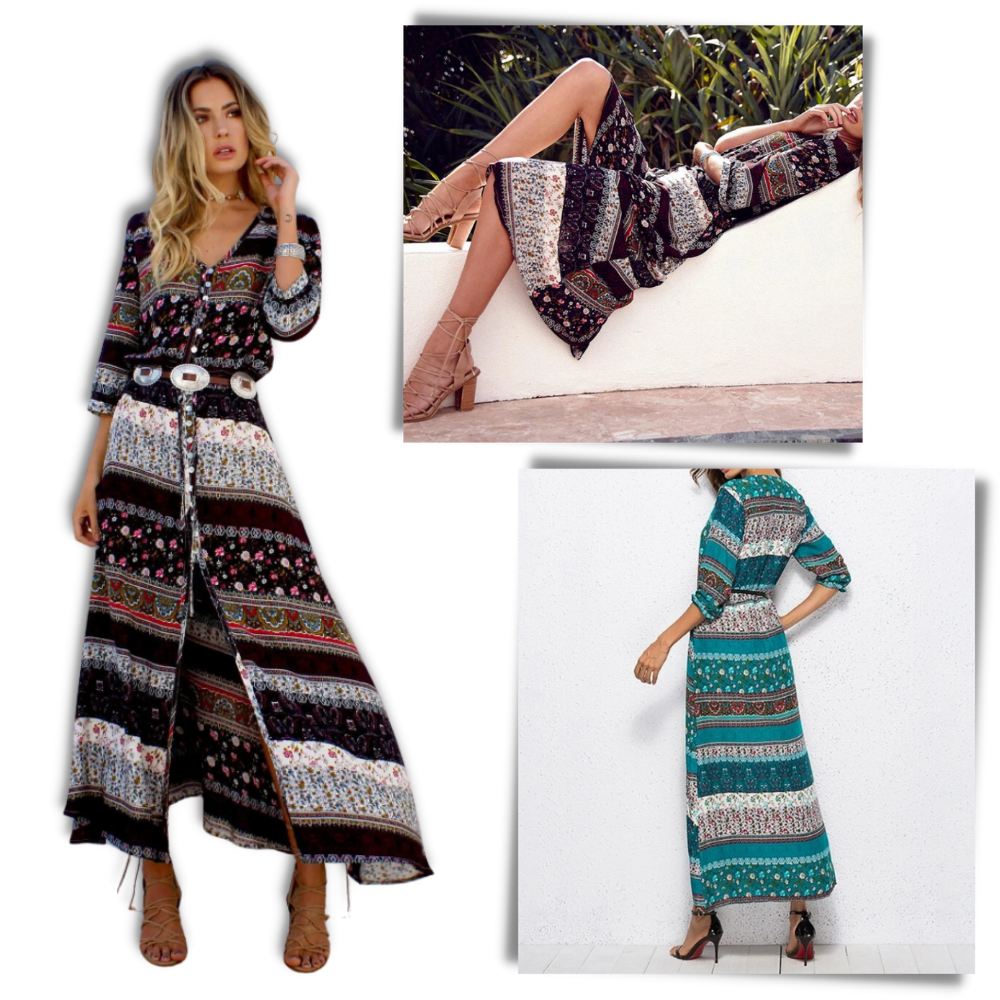 sarvilo - Bohemian V-Neck Maxi Dress