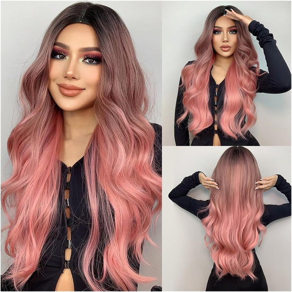 long-wavy-wig-ombre-pink